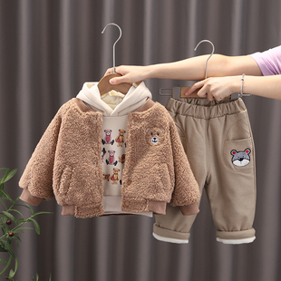 男童装秋冬款加厚三件套装婴儿童小孩宝宝冬装0-1-2-3岁半4外套潮