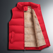 红色马甲外套男女本命年冬天羊羔绒，背心加绒加厚无袖冬季坎肩外穿