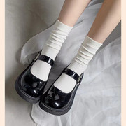 白色袜子女中筒袜纯棉夏季薄款纯色ins潮黑色堆堆袜长袜日系jk袜