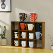 zakka实木桌面收纳盒现代简约水杯架，置物架多层墙上壁挂格子储物
