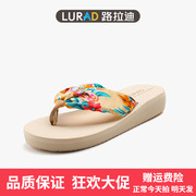 路拉迪女士人字拖夏季厚底波西米亚夹拖凉拖鞋中跟沙滩鞋潮韩品质