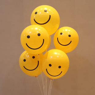 12寸加厚ins柠檬黄色笑脸，气球六一生日派对场景装饰布置户外拍照