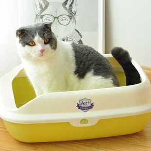 猫砂盆猫咪用品猫厕所，半封闭式猫沙盆双层猫，厕所松木猫砂盆猫屎盆
