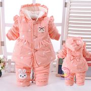 女宝宝冬装加绒加厚棉衣，套装女童婴儿，衣服3-9个月外出服0-1-2岁半