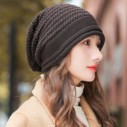 毛线帽子女士秋冬季洋气2023保暖针织帽时尚堆堆帽百搭包头帽