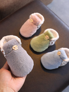 婴儿鞋冬防掉0一6月加绒加厚宝宝毛毛鞋冬季室内男女软底保暖鞋子