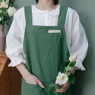 韩式森系美术油画画衣围裙家用厨房ins风美甲花店工作服定制logo