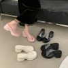 厚底坡跟凉拖鞋女2025夏季新款松糕底粗跟高跟防水台透明一字拖鞋