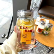 韩版玻璃杯加厚不锈钢内盖水杯便携防漏防烫水杯男女学生情侣杯子