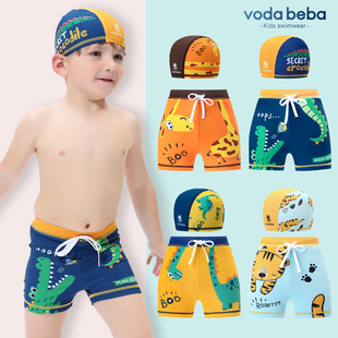 Voda Beba儿童泳裤VB男童男宝宝小童平角速干卡通时尚泳裤泳帽