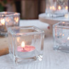 欧式电镀银色透明玻璃烛台5cm小方缸蜡烛杯 简约现代浪漫摆件家居