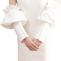 新娘手套缎面长款白色婚纱，礼服手袖影楼造型，手纱袖子遮手臂赫本风
