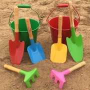 儿童沙滩玩具铁制挖沙子用具铁铲三件套户外玩沙赶海铁桶园艺工具
