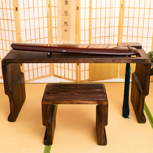 1.38米老桐木，共鸣古琴桌凳榫卯，整体茶桌禅意国学桌