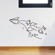 手绘纸飞机星辰 ins风墙贴纸创意卧室书房客厅墙贴纸简约背景墙贴