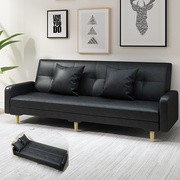 租房小沙发小户型简易客厅，可折叠沙发双人皮艺仿皮，pu三人沙发皮革