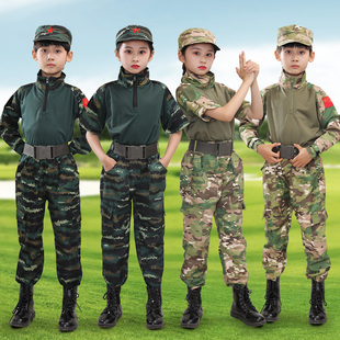 儿童迷彩服特种兵套装男童黑虎兵透气短袖蛙服夏季户外拓展训练营