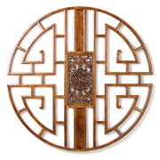 东阳木雕挂件中式实木花格圆形，花窗格栅玄关，吊顶镂空工艺品装饰画
