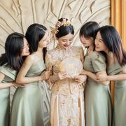 伴娘服日常平时可穿婚礼，姐妹团气质，礼服裙缎面高端轻奢小众小个子