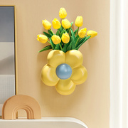 奶油风立体花朵壁饰插花壁挂花瓶套装客厅玄关背景墙面装饰品挂件