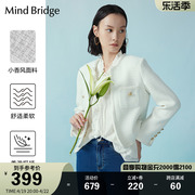 mbmindbridge女士小香风外套，春季圆领纯色，短款上衣复古法式夹克