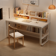 电脑桌台式家用书桌书架一体卧室，学生写字桌，学习桌带书柜办公桌子