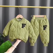 婴儿棉衣两件套冬季冬装套装，加厚男0-1岁半2衣服秋外出服宝宝棉袄