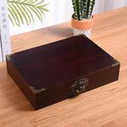 实木带锁木箱复古长方形整理储物箱收纳盒大号，密码木箱子木质盒子