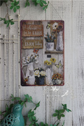多款铁皮画复古花朵乡村仿旧 印刷庭院花园墙面装饰挂画 20*30cm