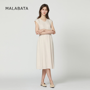 MALABATA无袖连衣裙2023夏小众设计感系带收腰知性优雅女长裙