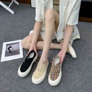 夏季透气帆布鞋女生韩版平底女鞋，轻便低帮渔夫鞋，防臭一脚蹬女板鞋