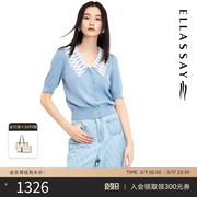 ELLASSAY歌力思春夏彼得潘领复古甜美毛针织衫毛衫女