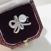 淡水珍珠正圆基本无暇M家绸缎之舞系列热巴同款纯银S925戒指