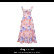 ebay早春浪漫氛围感约会度假海边出游夏日多巴胺彩色碎花连衣裙子