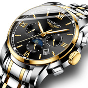 士手表钢带三眼手表全自动机械表品牌瑞士防水watch男运动