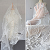 褶皱欧根纱布料白色毕业设计婚纱，网纱绉透明硬纱肌理改造服装面料