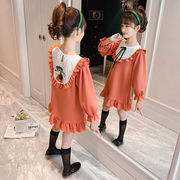 女童春装连衣裙2024韩版卡通中大儿童装网红卫衣长袖公主裙子