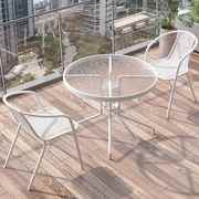 阳台小桌椅休闲茶桌椅组合白色钢化玻璃折叠桌家用简约小餐桌茶几