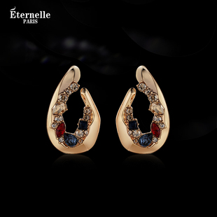 法国eternelle奥地利水晶耳环，法式复古时髦个性，耳饰女繁花老钱风