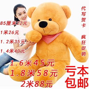 毛绒玩具泰迪熊布娃娃抱枕，公仔大号1.6米1.8抱抱熊，大熊生日礼物女