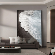 高档黑白客厅挂画抽象肌理入户玄关，画装饰画现代简约油画轻奢沙发