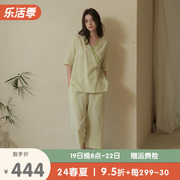 朵朵可可睡衣女2024春夏，纯棉薄中袖七分裤新中式茶服居家套装