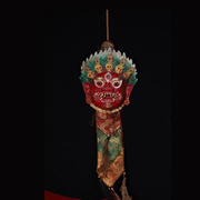 尼泊尔工艺纯铜手工錾刻描彩金刚面具大威德护法神面具挂件装饰品