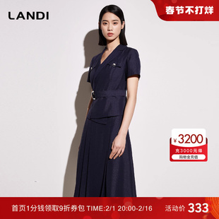 landi蓝地短袖系带，收腰系带小西装，套装上衣女夏季短外套