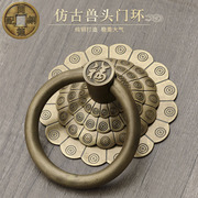 中式仿古铜拉手加粗老式纯铜，门环把手古建，大门拉环古铜门抜铜配件