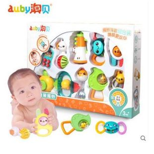 澳贝10只组合装牙胶摇铃，奥贝礼盒新生婴儿宝宝，玩具0-1岁玩具礼物