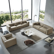 真皮沙发头层牛皮轻奢现代客厅，家用整装直排一字型设计师极简沙发