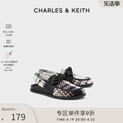 charles&keith春夏女鞋ck1-70920112女士蝴蝶结饰平跟后绊带凉鞋