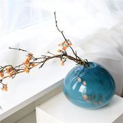 美式蓝色玻璃艺术，花瓶欧式简约家居桌面，客厅装饰摆件花器