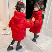 女童棉服2021儿童冬装洋气棉袄外套加厚女孩大童红色羽绒棉衣
